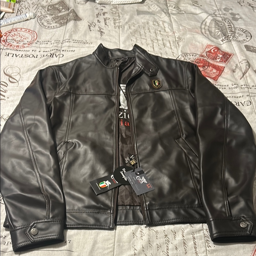 Black Vegan/faux Leather Jacket (new with tags) made in Italy